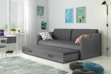 Lit ado gigogne David 90X200 avec matelas et tiroir, gris