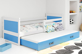 Lit ado gigogne Rico 90X200 avec matelas et tiroir, blanc/bleu