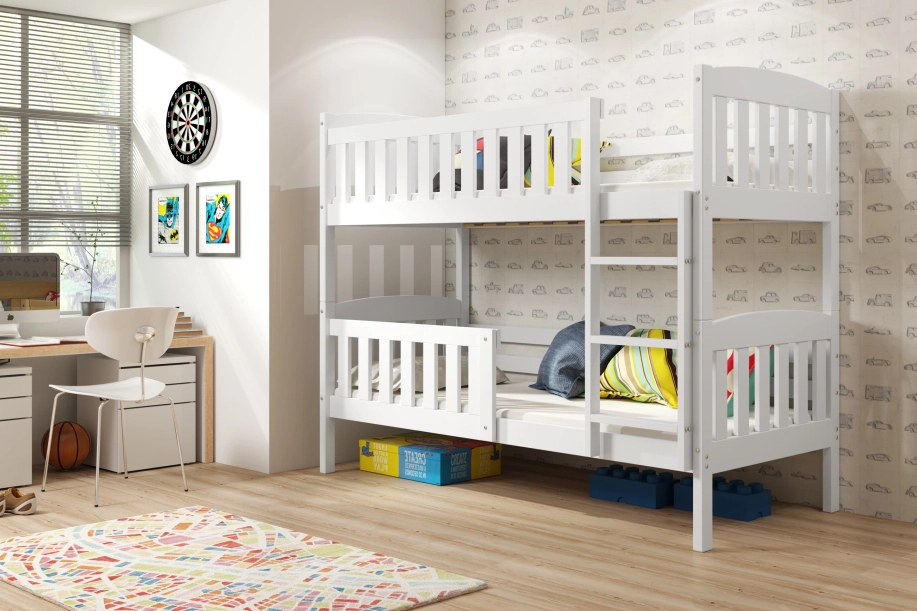 Lit ado superposé Jacquot 90X200 avec matelas, blanc
