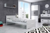 Lit ado simple Bart 90X200 avec matelas, blanc