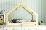 Lit enfant simple Cabane 80X160, bois naturel