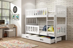 Lit ado superposé Jacquot 90X190 avec matelas et tiroir, blanc