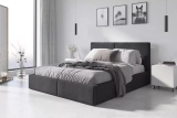 Lit double rembourré Le Hilton 140X200 avec matelas et coffre, graphite