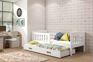 Lit ado gigogne Jacquot 90X190 avec matelas et tiroir, blanc