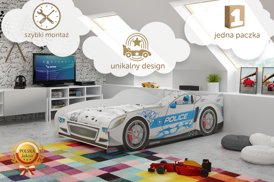 Lit enfant simple Cars 80X160 avec matelas, argent