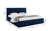 Lit double rembourré Le Hilton 120X200 avec matelas et coffre, bleu
