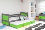 Lit ado gigogne Rico 90X200 avec tiroir, gris/vert