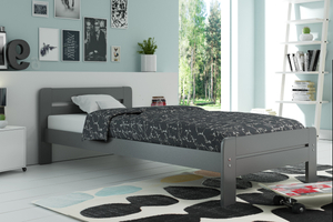 Lit double Dallas 160X200 avec matelas, gris
