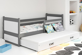 Lit ado gigogne Rico 90X200 avec matelas et tiroir, gris/blanc