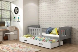 Lit ado gigogne Jacquot 80X190 avec matelas et tiroir, gris/blanc