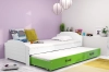 Blanc \ Tiroir + lit supplémentaire \ Vert \ Sans matelas
