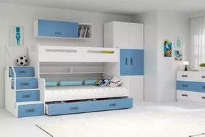 Lit ado superposé Max 3 120X200 avec matelas et tiroir, bleu