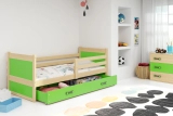Lit ado simple Rico 80X190 avec matelas et tiroir, pin/vert