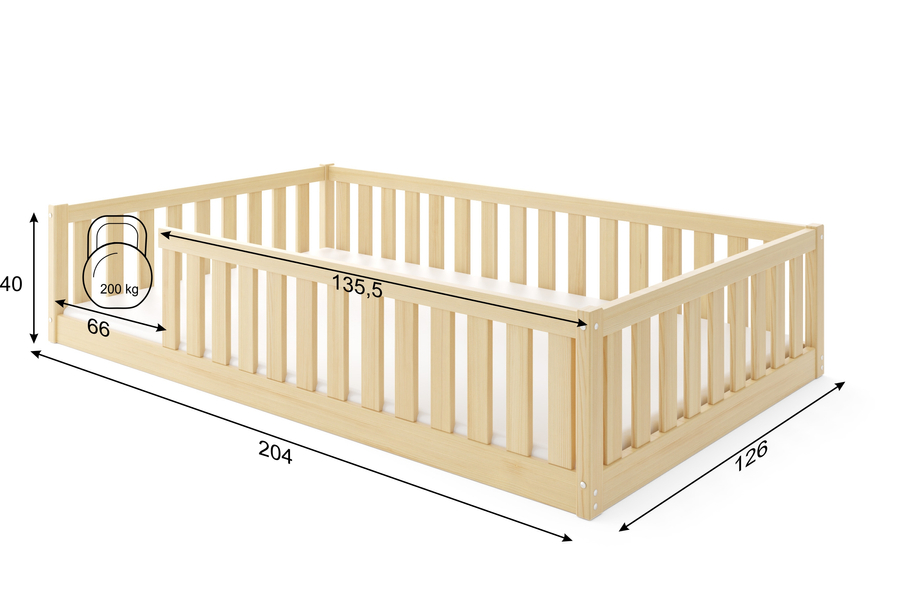 Lit enfant simple Bella Sima 120x200, pin