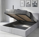 Lit double rembourré Le Hilton 140X200 avec matelas et coffre, gris clair