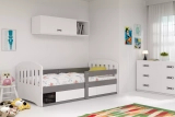 Lit enfant simple Classique 80X160 avec rangement, gris