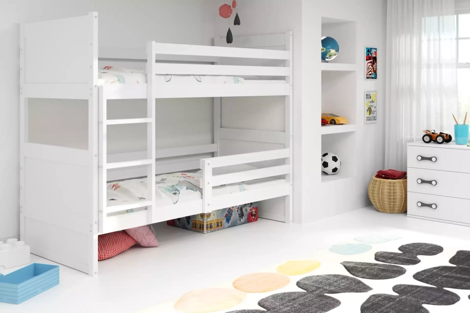 LIT ADOLESCENT SUPERPOSÉ RICO LE CADRE EN BLANC LES PANNEAUX BLANCS SANS TIROIR SANS MATELAS 90 X 190