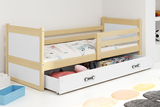Lit ado simple Rico 90X200 avec matelas et tiroir, pin/blanc