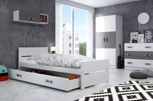Lit ado simple Bart 90X200 avec tiroir, blanc