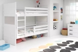LIT ADOLESCENT SUPERPOSÉ RICO LE CADRE EN BLANC LES PANNEAUX BLANCS SANS TIROIR SANS MATELAS 90 X 200