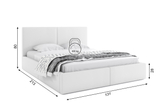 Lit double rembourré Le Hilton 120X200, blanc