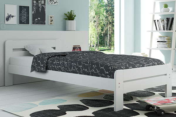 Lit double Dallas 160X200 avec matelas, blanc
