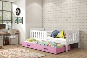 LIT ADOLESCENT GIGOGNE KUBUS LE CADRE EN BLANC LE TIROIR EN ROSE 90 X 200
