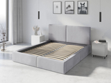 Lit double rembourré Le Hilton 160X200, gris clair
