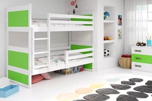 LIT ADOLESCENT SUPERPOSÉ RICO LE CADRE EN BLANC LES PANNEAUX VERTS SANS TIROIR SANS MATELAS 90 X 200