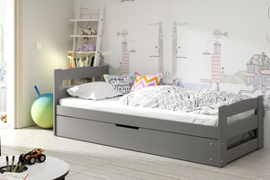 Lit ado simple Erni 90X200 avec coffre, gris