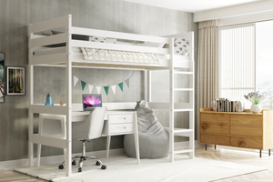 Lit mezzanine pour jeunes – blanc 90x200