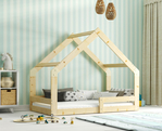 Lit enfant simple Cabane 80X160, bois naturel