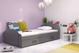 Lit ado simple Lili 90X200 avec tiroir, gris