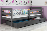 Lit ado simple Éric 90X200 avec matelas et tiroir, gris