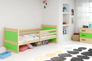 Lit ado simple Rico 80X190 avec matelas, pin/vert