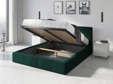 Lit double rembourré Le Hilton 160X200 avec coffre, vert