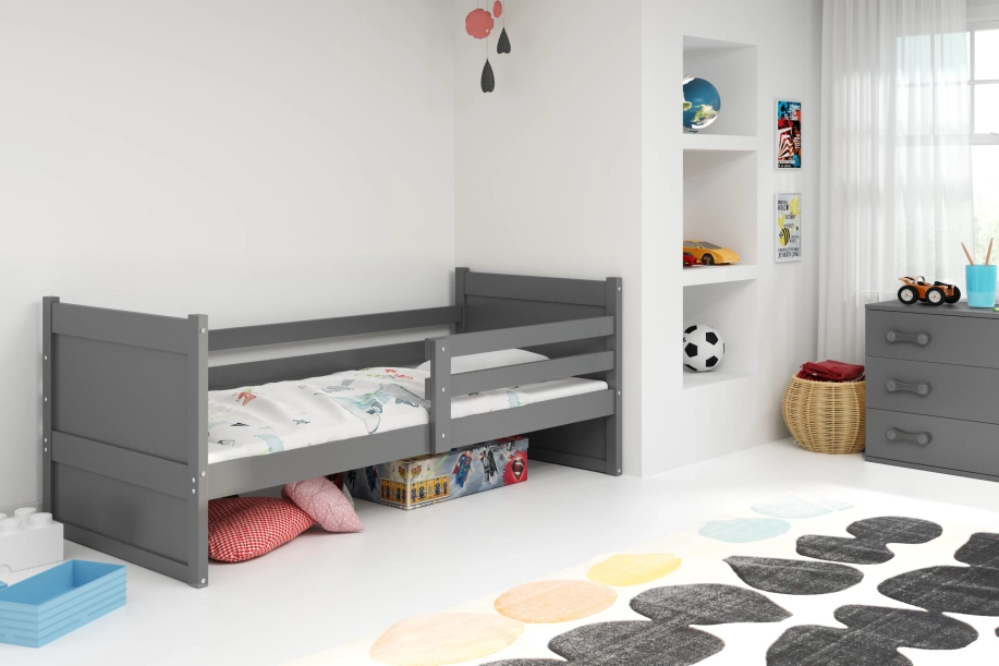 Lit ado simple Rico 90X200 avec matelas, gris
