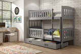 Lit ado superposé Jacquot 90X190 avec matelas et tiroir, gris