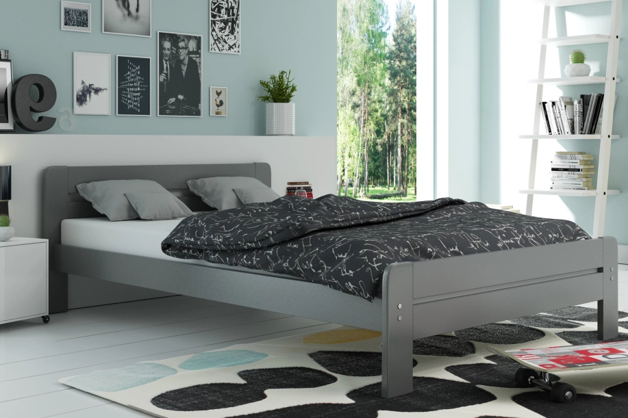 Lit double Dallas 140X200, gris