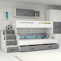 Lit ado superposé Max 3 120X200 avec matelas et tiroir, gris