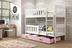 LIT ADOLESCENT SUPERPOSÉ KUBUS LE CADRE EN BLANC LE TIROIR EN ROSE SANS MATELAS 90 X 200
