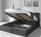 Lit double rembourré Le Hilton 180X200 avec matelas et coffre, graphite