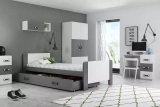 Lit ado simple Darek 80X200 avec matelas et tiroir, gris