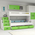 Lit ado superposé Max 3 120X200 avec matelas et tiroir, vert