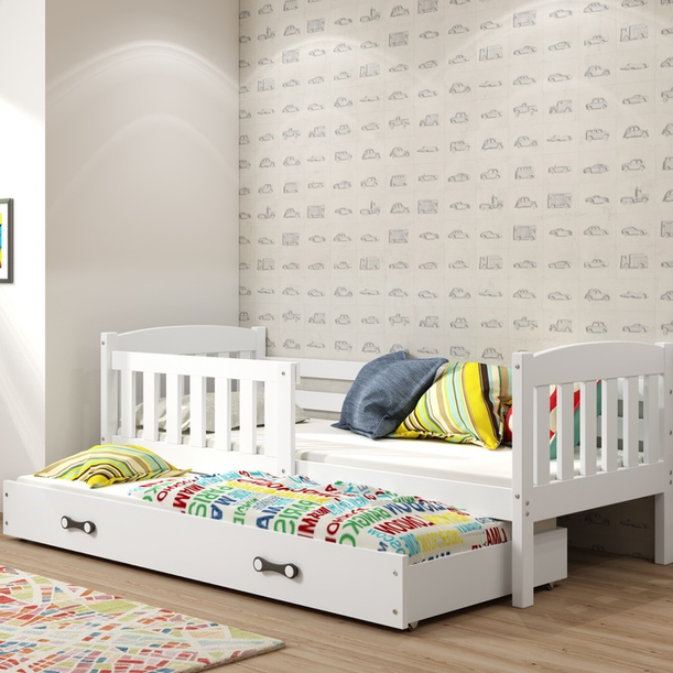 Lit ado gigogne Jacquot 90X190 avec matelas et tiroir, blanc