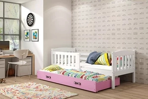 LIT ADOLESCENT GIGOGNE KUBUS LE CADRE EN BLANC LE TIROIR EN ROSE SANS MATELAS 90 X 200