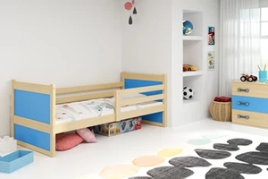 Lit ado simple Rico 80X190 avec matelas, pin/bleu