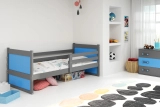 Lit ado simple Rico 90X200 avec matelas, gris/bleu