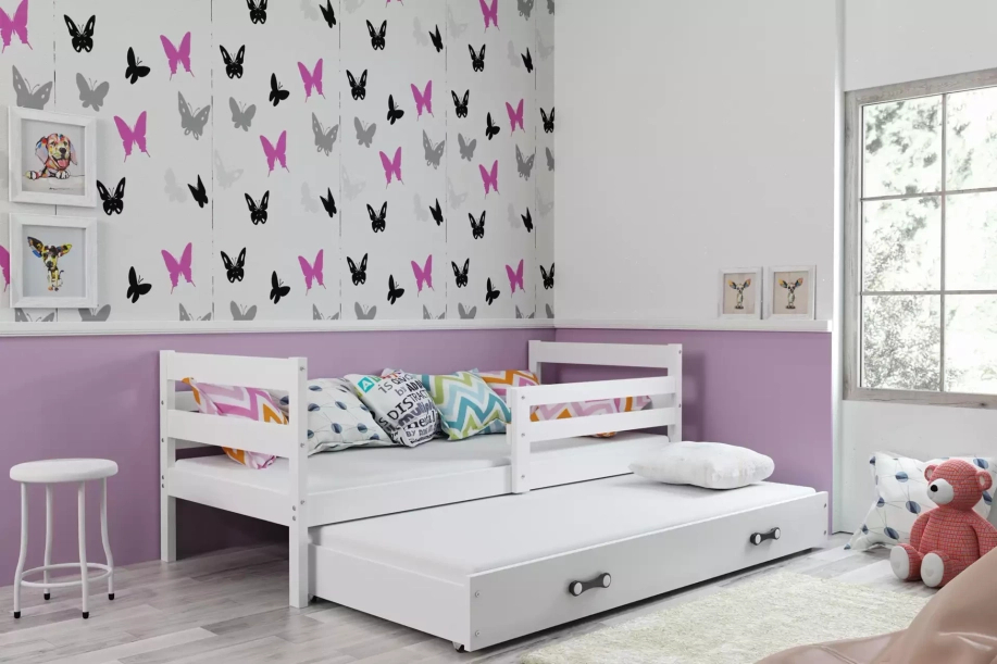 Lit ado gigogne Éric 90X190 avec matelas et tiroir, blanc