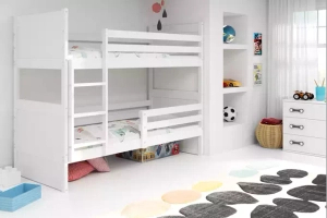 LIT ADOLESCENT SUPERPOSÉ RICO LE CADRE EN BLANC LES PANNEAUX BLANCS SANS TIROIR SANS MATELAS 90 X 190